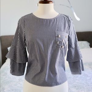 Striped Top with Pearl accent